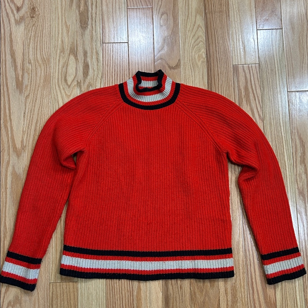 Sanctuary women’s mock neck Sweater - Red, Black, and White